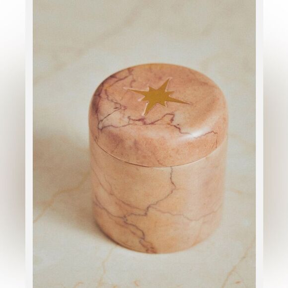 Anthropologie Other - Catherine Martin Marble Trinket Box Starry Night Anthropologie Pink 2.5" NEW